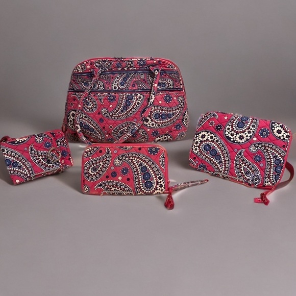 Vera Bradley Bowler, Tech, Double ID & Zip Around Wallets Set in Boysenberry - Picture 1 of 16